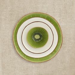 Kiwi bowl made of earthenware in brown and green, 14.1 x 14 x 7.5 cm | Tropical Fruits