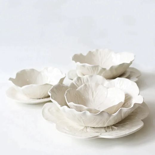 White earthenware bowl L, Ø 17.5 x 6 cm | White cabbage