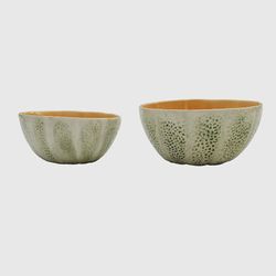 Large earthenware bowl in green and orange, 15 x 14.5 x 7.5 cm | Melon