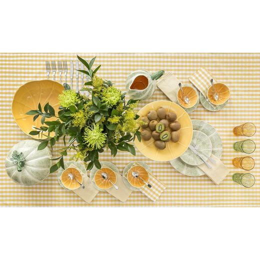 Large earthenware bowl in green and orange, 15 x 14.5 x 7.5 cm | Melon