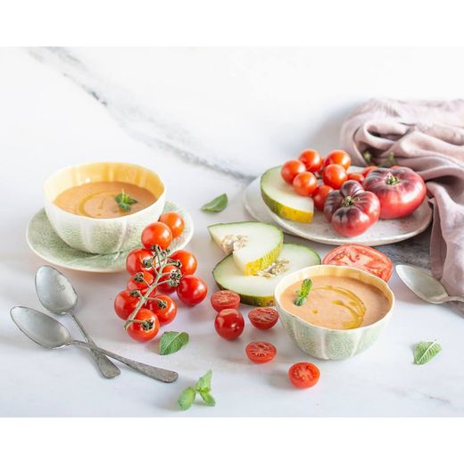 Large earthenware bowl in green and orange, 15 x 14.5 x 7.5 cm | Melon