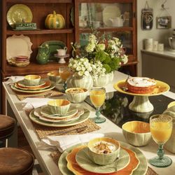 Large earthenware bowl in green and orange, 15 x 14.5 x 7.5 cm | Melon