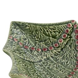 Green and red earthenware bowl L, 27.5 x 23.5 x 5 cm | Christmas