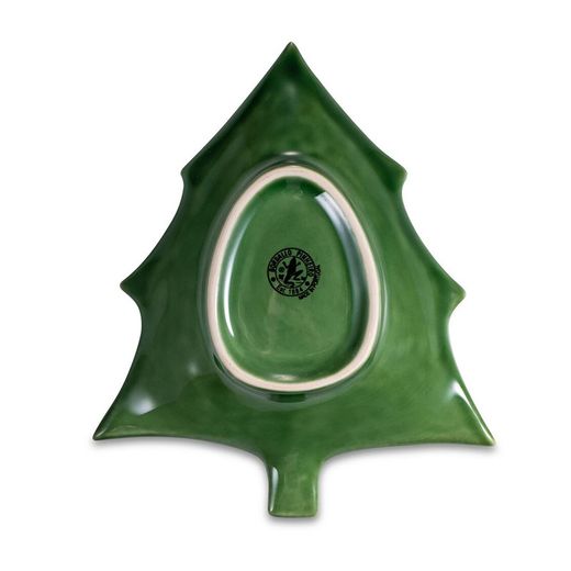 Green and red earthenware bowl L, 27.5 x 23.5 x 5 cm | Christmas