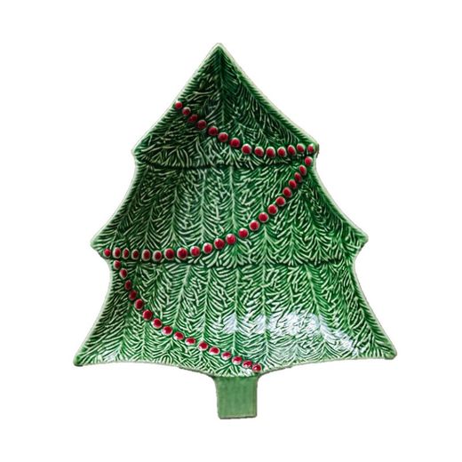 Green and red earthenware bowl L, 27.5 x 23.5 x 5 cm | Christmas