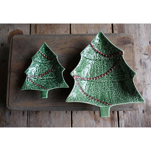 Green and red earthenware bowl L, 27.5 x 23.5 x 5 cm | Christmas