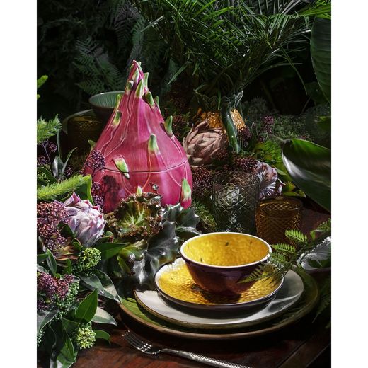 Purple and yellow earthenware Maracuya bowl, 14.3 x 14.1 x 7.5 cm | Tropical Fruits