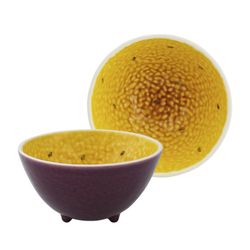 Purple and yellow earthenware Maracuya bowl, 14.3 x 14.1 x 7.5 cm | Tropical Fruits