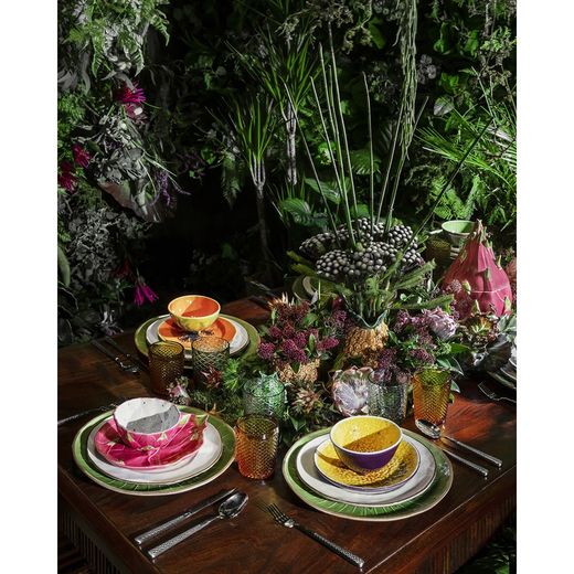 Purple and yellow earthenware Maracuya bowl, 14.3 x 14.1 x 7.5 cm | Tropical Fruits