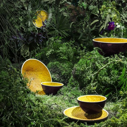 Purple and yellow earthenware Maracuya bowl, 14.3 x 14.1 x 7.5 cm | Tropical Fruits