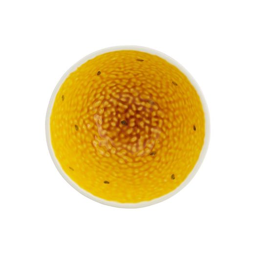 Purple and yellow earthenware Maracuya bowl, 14.3 x 14.1 x 7.5 cm | Tropical Fruits