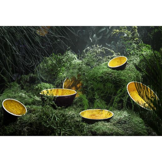 Purple and yellow earthenware Maracuya bowl, 14.3 x 14.1 x 7.5 cm | Tropical Fruits