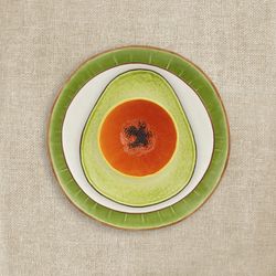 Papaya bowl made of yellow and orange earthenware, 14.2 x 14.2 x 7.5 cm | Tropical Fruits