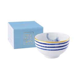 Selection porcelain rice bowl in blue, white and gold, 11 x 11 x 6.5 cm | Transatlântica