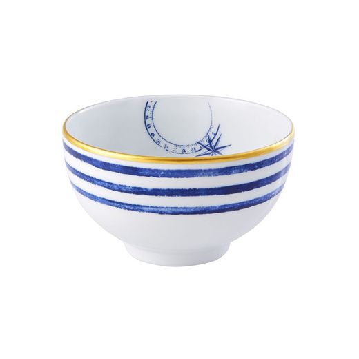 Selection porcelain rice bowl in blue, white and gold, 11 x 11 x 6.5 cm | Transatlântica