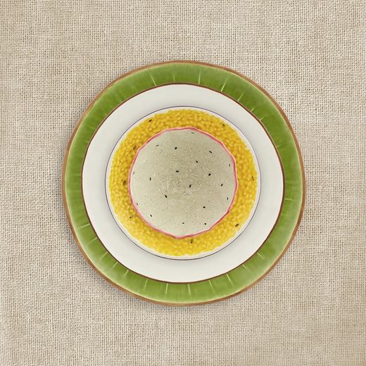 Ceramiczna miska Pitaya w kolorze różowym i białym, 14,1 x 14,1 x 7,5 cm | Owoce Tropikalne