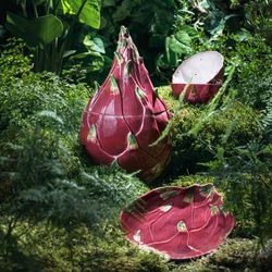 Ceramiczna miska Pitaya w kolorze różowym i białym, 14,1 x 14,1 x 7,5 cm | Owoce Tropikalne