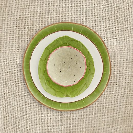 Ceramiczna miska Pitaya w kolorze różowym i białym, 14,1 x 14,1 x 7,5 cm | Owoce Tropikalne