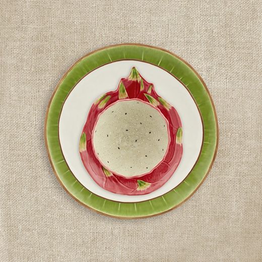 Ceramiczna miska Pitaya w kolorze różowym i białym, 14,1 x 14,1 x 7,5 cm | Owoce Tropikalne