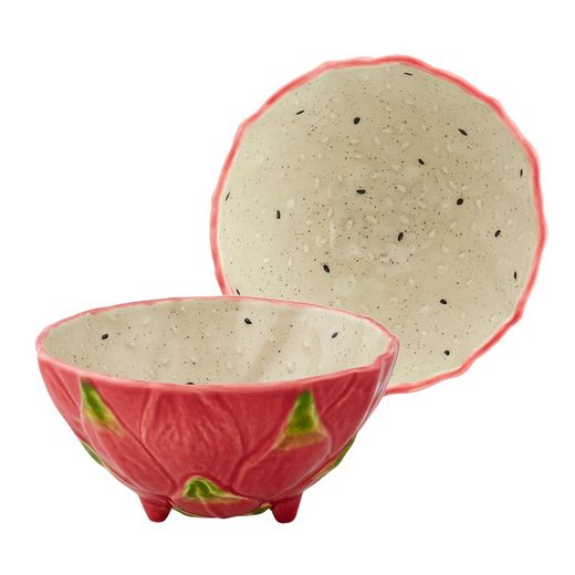 Ceramiczna miska Pitaya w kolorze różowym i białym, 14,1 x 14,1 x 7,5 cm | Owoce Tropikalne