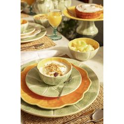 Earthenware bowl in green and orange, 13 x 12 x 6 cm | Melon