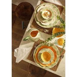 Earthenware bowl in green and orange, 13 x 12 x 6 cm | Melon