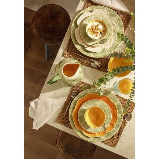 Earthenware bowl in green and orange, 13 x 12 x 6 cm | Melon