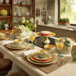 Earthenware bowl in green and orange, 13 x 12 x 6 cm | Melon