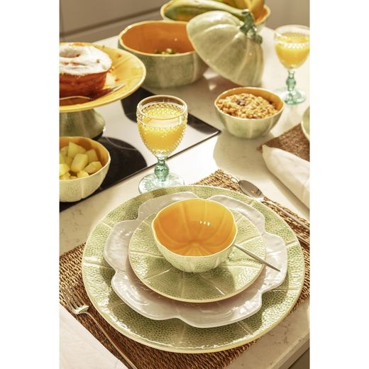 Earthenware bowl in green and orange, 13 x 12 x 6 cm | Melon