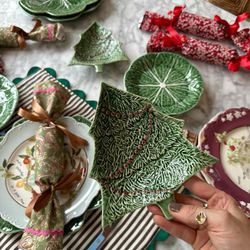 Ciotola in terracotta verde e rossa S, 18,5 x 15,5 x 4 cm | Natale