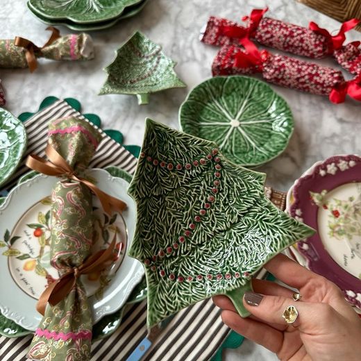 Ciotola in terracotta verde e rossa S, 18,5 x 15,5 x 4 cm | Natale