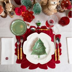 Ciotola in terracotta verde e rossa S, 18,5 x 15,5 x 4 cm | Natale