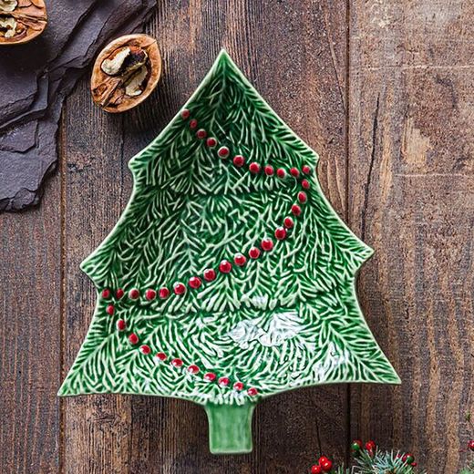 Ciotola in terracotta verde e rossa S, 18,5 x 15,5 x 4 cm | Natale