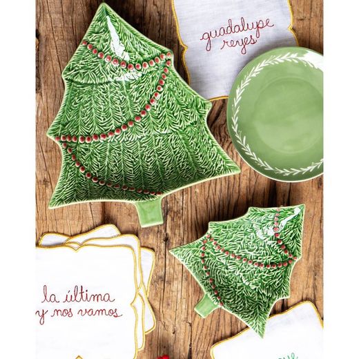 Ciotola in terracotta verde e rossa S, 18,5 x 15,5 x 4 cm | Natale