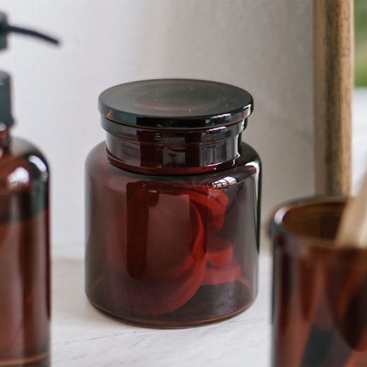 4-piece amber glass bathroom set