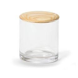 Glas / Ask Træ Krukke, Ø10,5x12cm