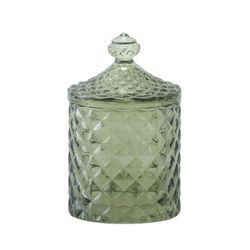 Pot en coton en verre vert, 9,5 x 9,5 x 16 cm | Diamant