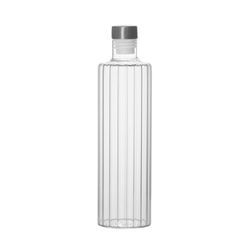 Glass bottle in transparent, 8 x 8 x 30 cm | Stripes