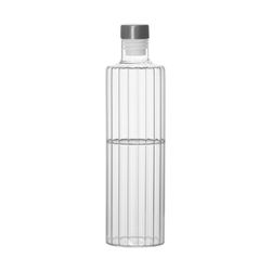 Glass bottle in transparent, 8 x 8 x 30 cm | Stripes