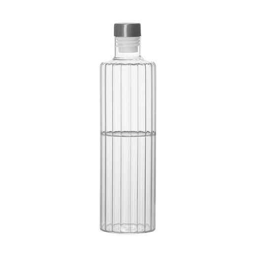 Glass bottle in transparent, 8 x 8 x 30 cm | Stripes