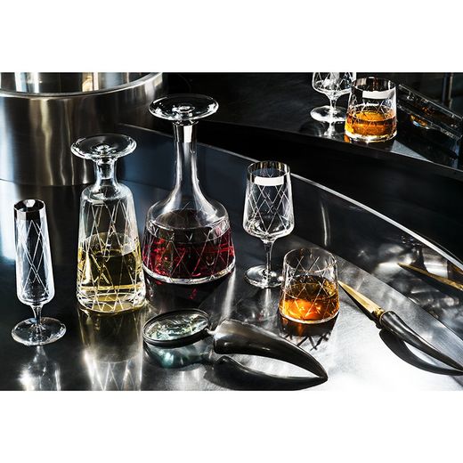 Bouteille à whisky en verre argenté et transparent, Ø 11 x 26,7 cm | Biarritz