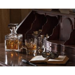 Whiskyflasche aus transparentem und goldenem Glas, 11 x 11 x 20 cm | Reisepass