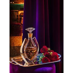 Przezroczyste i pozłacane szkło i złota butelka whisky, 11,7 x 17,5 x 28,5 cm | Feniks