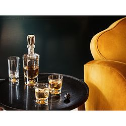 Transparent and gold-plated glass and gold whiskey bottle, Ø 10.6 x 31.6 cm | olympos