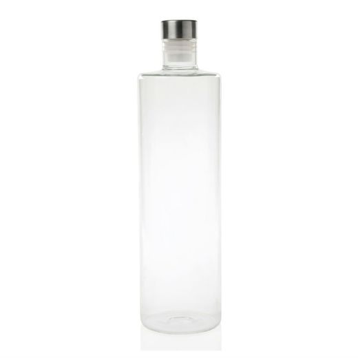 Bouteille ronde en verre et acier inoxydable 1,5 L, Ø 8 x 33,5 cm