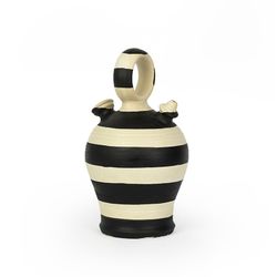 Jarro de barro creme/preto, Ø15x28cm