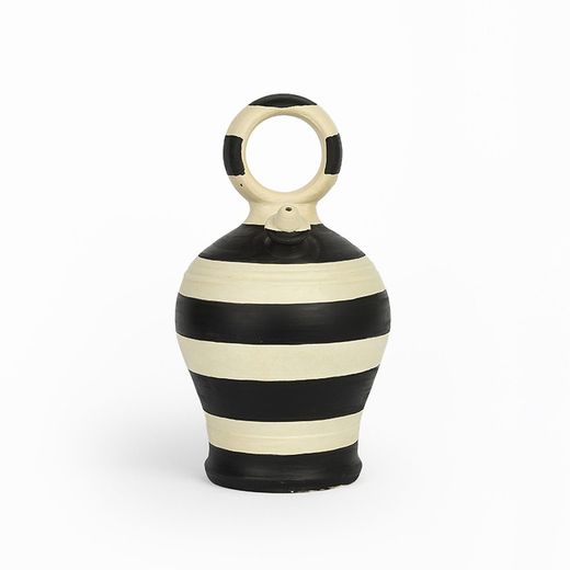 Pichet en argile crème/noire, Ø15x28cm