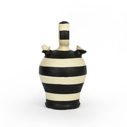Jarro de barro creme/preto, Ø15x28cm