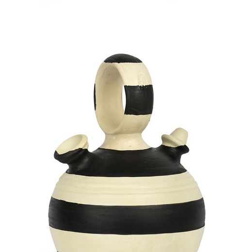 Pichet en argile crème/noire, Ø15x28cm