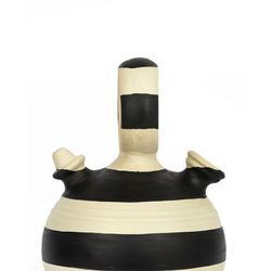 Pichet en argile crème/noire, Ø15x28cm